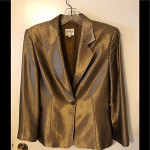 Armani Collezioni Satin Checked Gold Dress Blazer